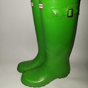 Hunter Women's Original Tall Gloss Boot Green Size 6M/7F